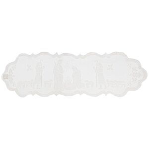 Decorative 46-Inch Nativity Scene Lace Table Runner in White